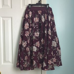 torrid Burgundy Floral Circle Skirt